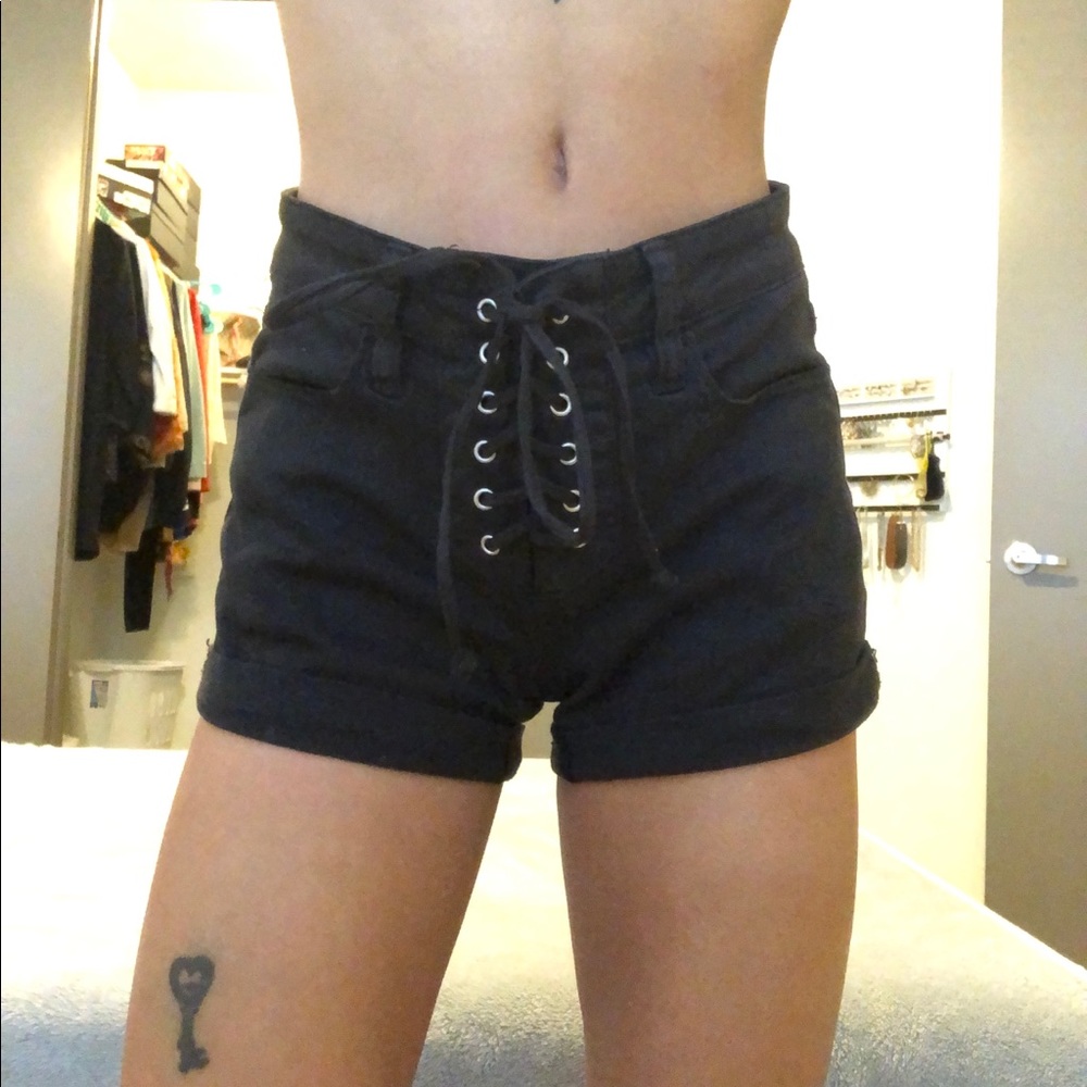 pacsun black high waisted denim shorts